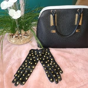 Black and Gold studded gloves